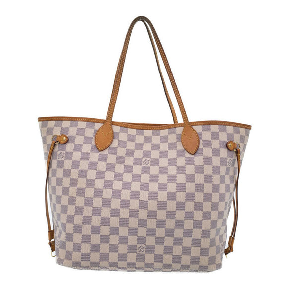 Louis Vuitton Neverfull Tote Damier MM Azur Bag White - Picture 1 of 8